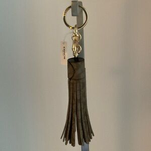Coach Tan Leather Tassel Keychain